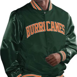 Men's Miami Hurricanes Green Satin Jacket