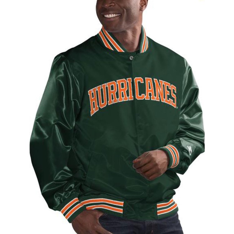 Men's Miami Hurricanes Green Satin Jacket