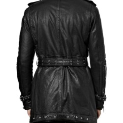 Men's Biker Mid Length Leather Coat
