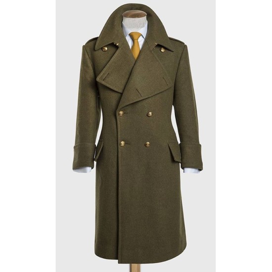 Men's Double Breasted British Military Coat