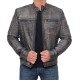 Men's Cafe Racer Motorcycle Grey Leather Jacket