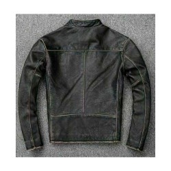 Men's Faded Black Leather Motorcycle Jacket