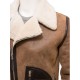 Men’s Motorcycle Asymmetrical Brown Distressed Leather Shearling Jacket