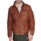 Men's Unique Style Bomber Tan Brown Leather Jacket
