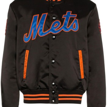 Men's Mets NY Bomber Black Jacket