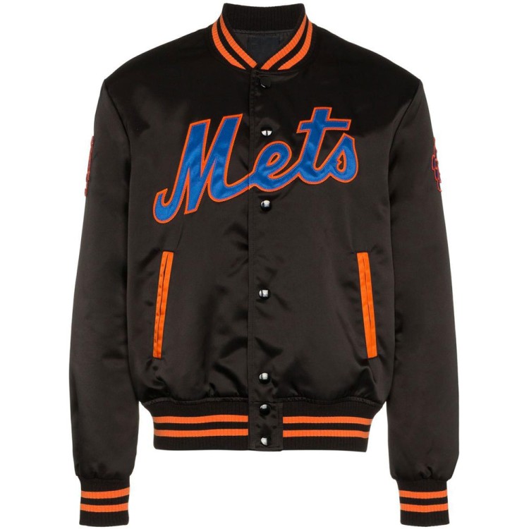 Men's Mets NY Bomber Black Jacket Men's Mets NY Bomber Black Jacket