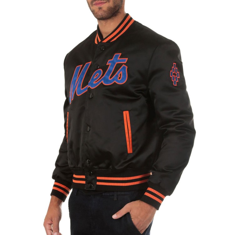 Men's Mets NY Bomber Black Jacket Men's Mets NY Bomber Black Jacket