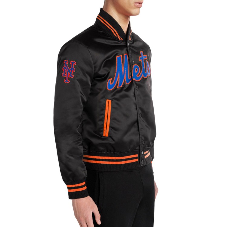 Men's Mets NY Bomber Black Jacket Men's Mets NY Bomber Black Jacket