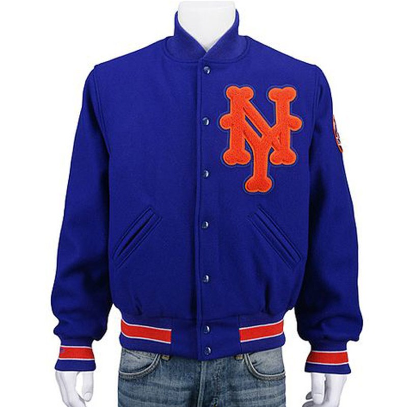 Men's Mets New York Blue Wool Jacket Men's Mets New York Blue Wool Jacket