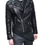 Men's Motorcycle Padded Design Asymmetrical Black Leather Jacket