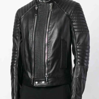 Men's Double Zipper Padded Leather Jacket