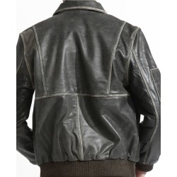 Men's Phoenix Bomber Distressed Black Leather Jacket