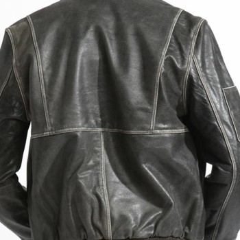 Men's Phoenix Bomber Distressed Black Leather Jacket