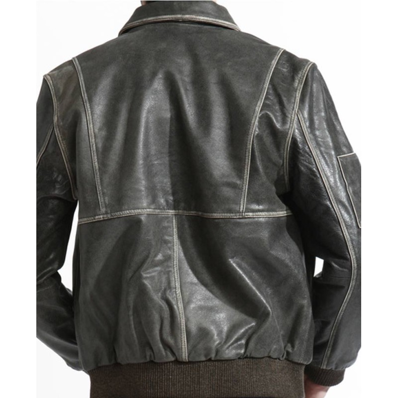 Men's Phoenix Bomber Distressed Black Leather Jacket Men's Phoenix Bomber Distressed Black Leather Jacket