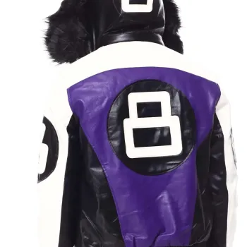 Mens Purple 8 Ball Hooded Bomber Jacket
