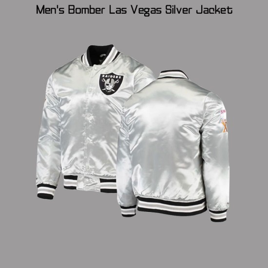 Men's Raiders Las Vegas Bomber Silver Jacket