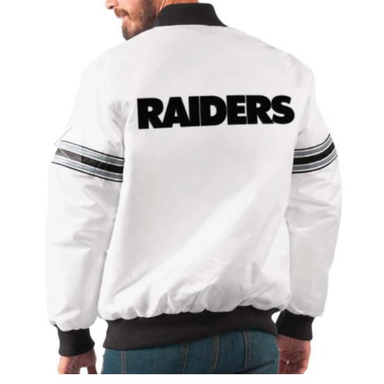 Men's Varsity Raiders Bomber White Jacket