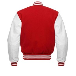 Men's Red and White College Bomber Jacket