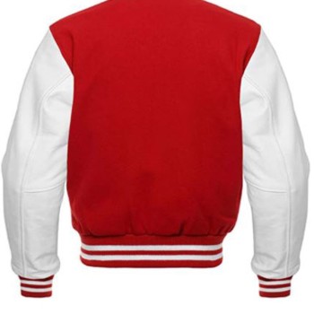 Men's Red and White College Bomber Jacket