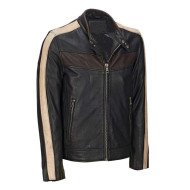 Men's Cafe Racer Retro Black Leather Jacket