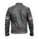 Men's Motorcycle Retro Cafe Racer Black Leather Jacket