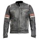 Men's Motorcycle Retro Cafe Racer Black Leather Jacket