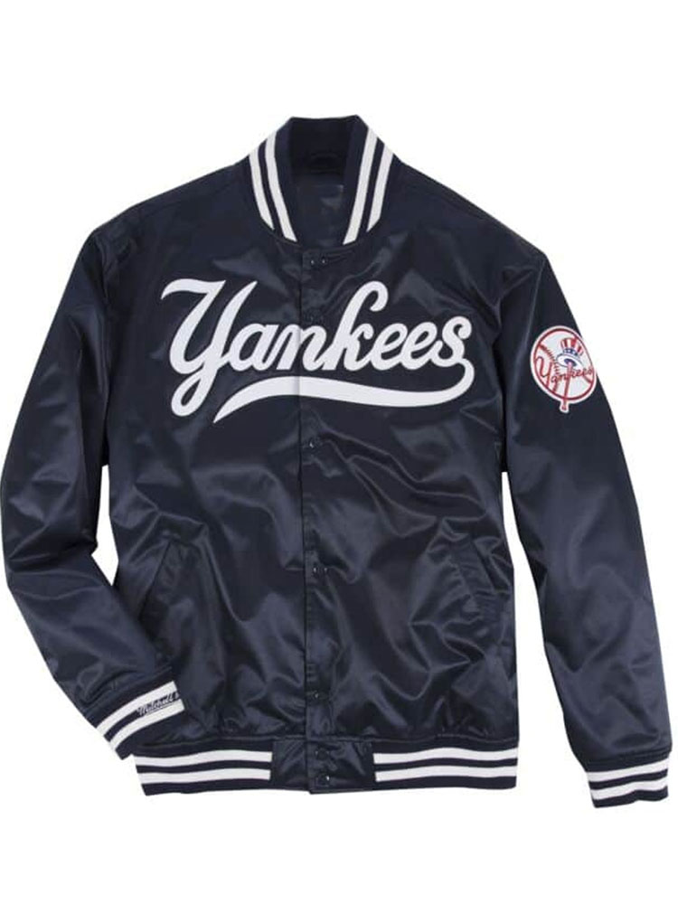 Yankees satin bomber jacket discount