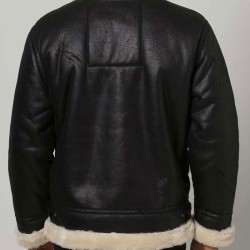 Men's Aviator Black Leather Shearling Jacket