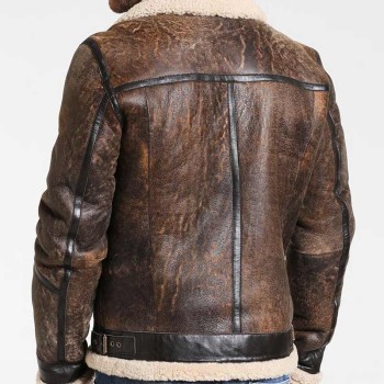Men's Aviator Distressed Leather Shearling Jacket
