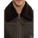 Men's Shearling Bomber Brown Leather Jacket with Fur Collar