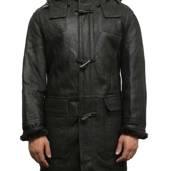 Men's Duffle Shearling Sheepskin Leather Coat