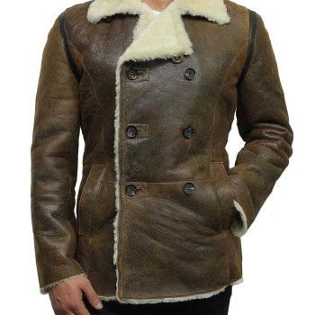 Men's Pea Shearling Sheepskin Leather Coat