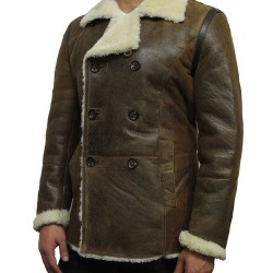 Men's Pea Shearling Sheepskin Leather Coat