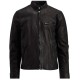 Men's Simple Cafe Racer Black Leather Jacket