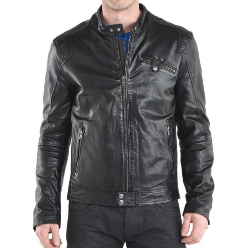 Men's Designer Simple Look Black Leather Jacket Men's Designer Simple Look Black Leather Jacket