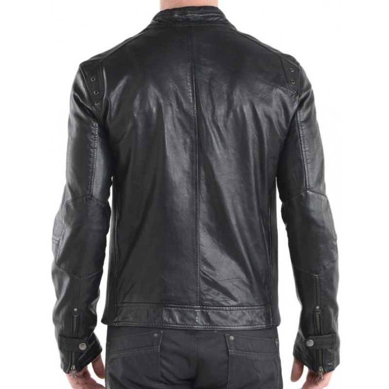 Men's Designer Simple Look Black Leather Jacket Men's Designer Simple Look Black Leather Jacket