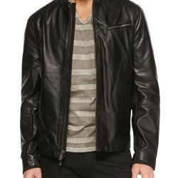 Men's Simple Look Dual Zipper Leather Jacket