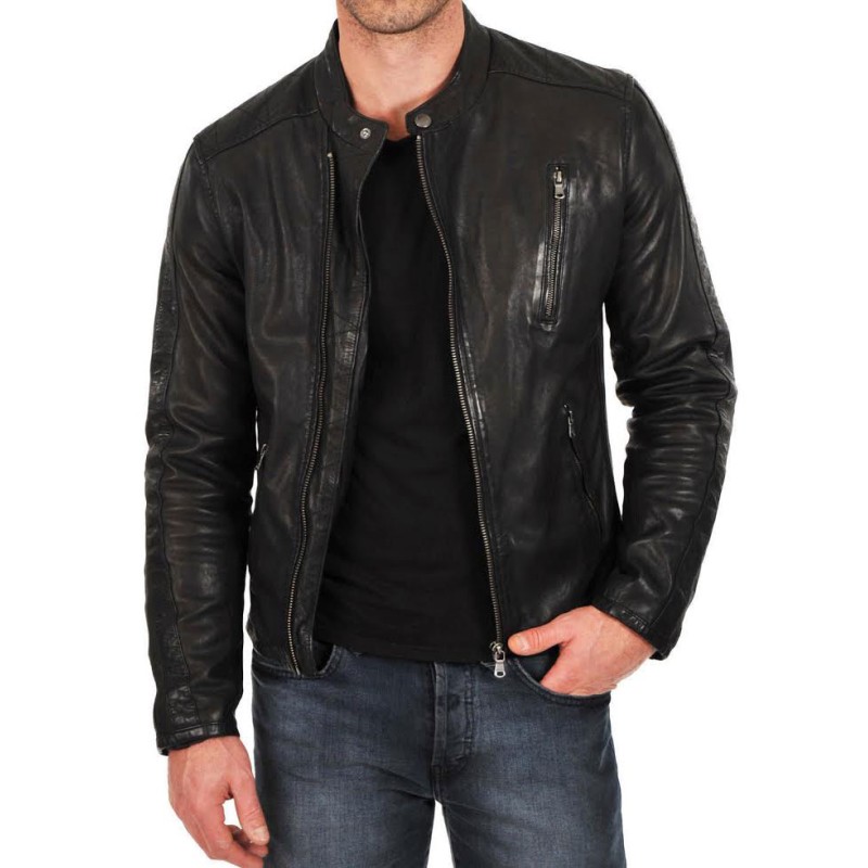 Men's Asymmetrical Zipper Simple Look Snap Button Jacket Men's Asymmetrical Zipper Simple Look Snap Button Jacket