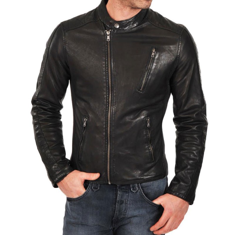 Men's Asymmetrical Zipper Simple Look Snap Button Jacket Men's Asymmetrical Zipper Simple Look Snap Button Jacket