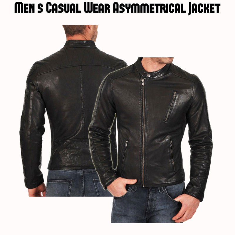 Men's Asymmetrical Zipper Simple Look Snap Button Jacket Men's Asymmetrical Zipper Simple Look Snap Button Jacket