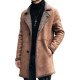 Men's Single Breasted Mid Length Shearling Brown Trench Coat