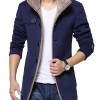 Men's Shearling Blue Wool Single Breasted Jacket Men's Shearling Blue Wool Single Breasted Jacket