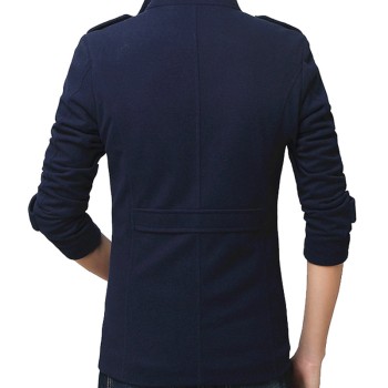 Men's Shearling Blue Wool Single Breasted Jacket
