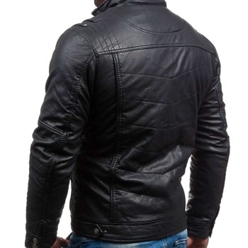 Men's Slim Fit Belted Leather Jacket