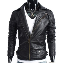 Men's Slim Fit Biker Style Leather Jacket