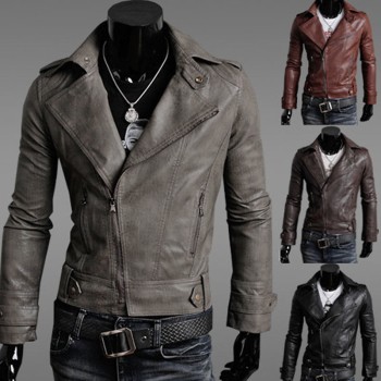Men's Slim Fit Biker Style Leather Jacket