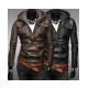 Men's Slim Fit Brown/Black Leather Jacket 