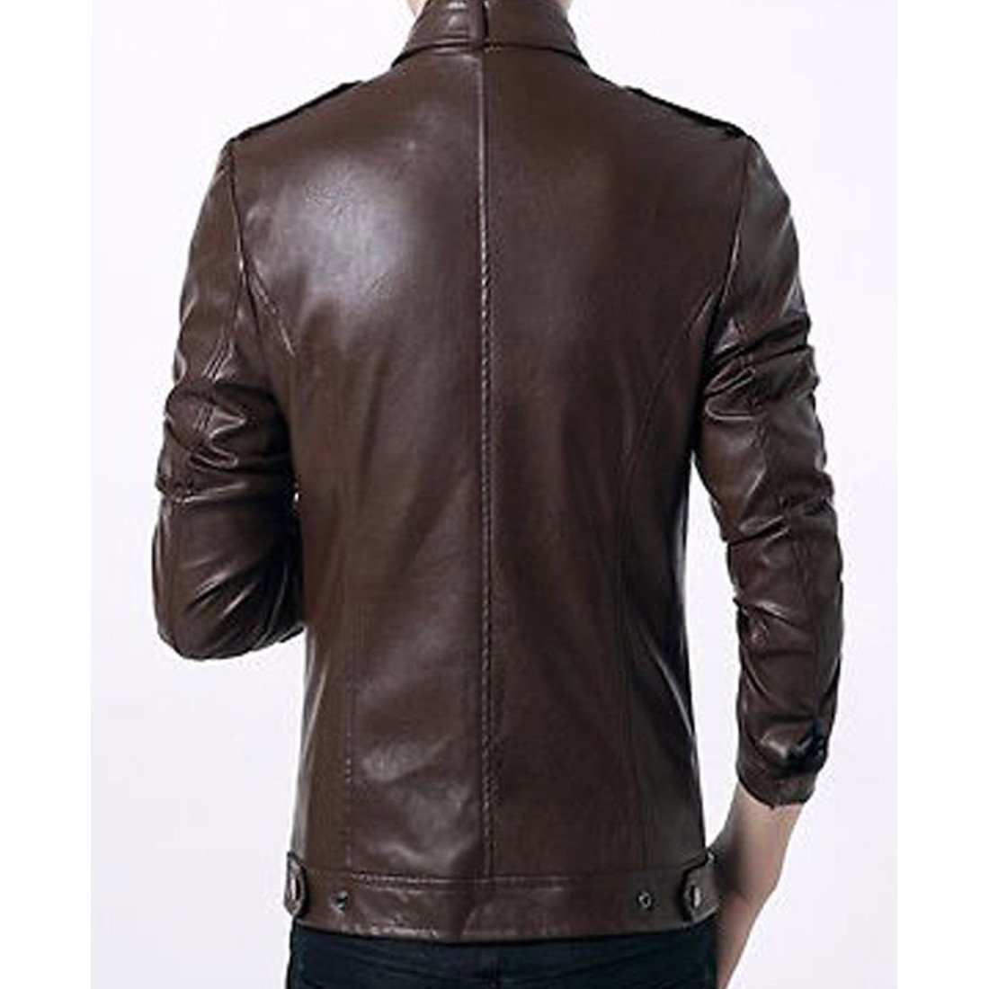 Men's Slim Fit Brown Faux Formal Leather Jacket - Films Jackets