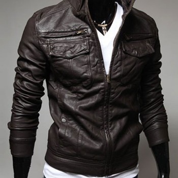 Men's Slim Fit Chocolate Brown/Black Jacket