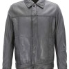 Men's Slim Fit Trucker Grey Leather Jacket